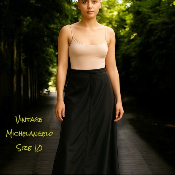 Michelangelo Vintage Skirt Formal Black Satin Maxi Classic Glamour Women’s 10 - Picture 15 of 16